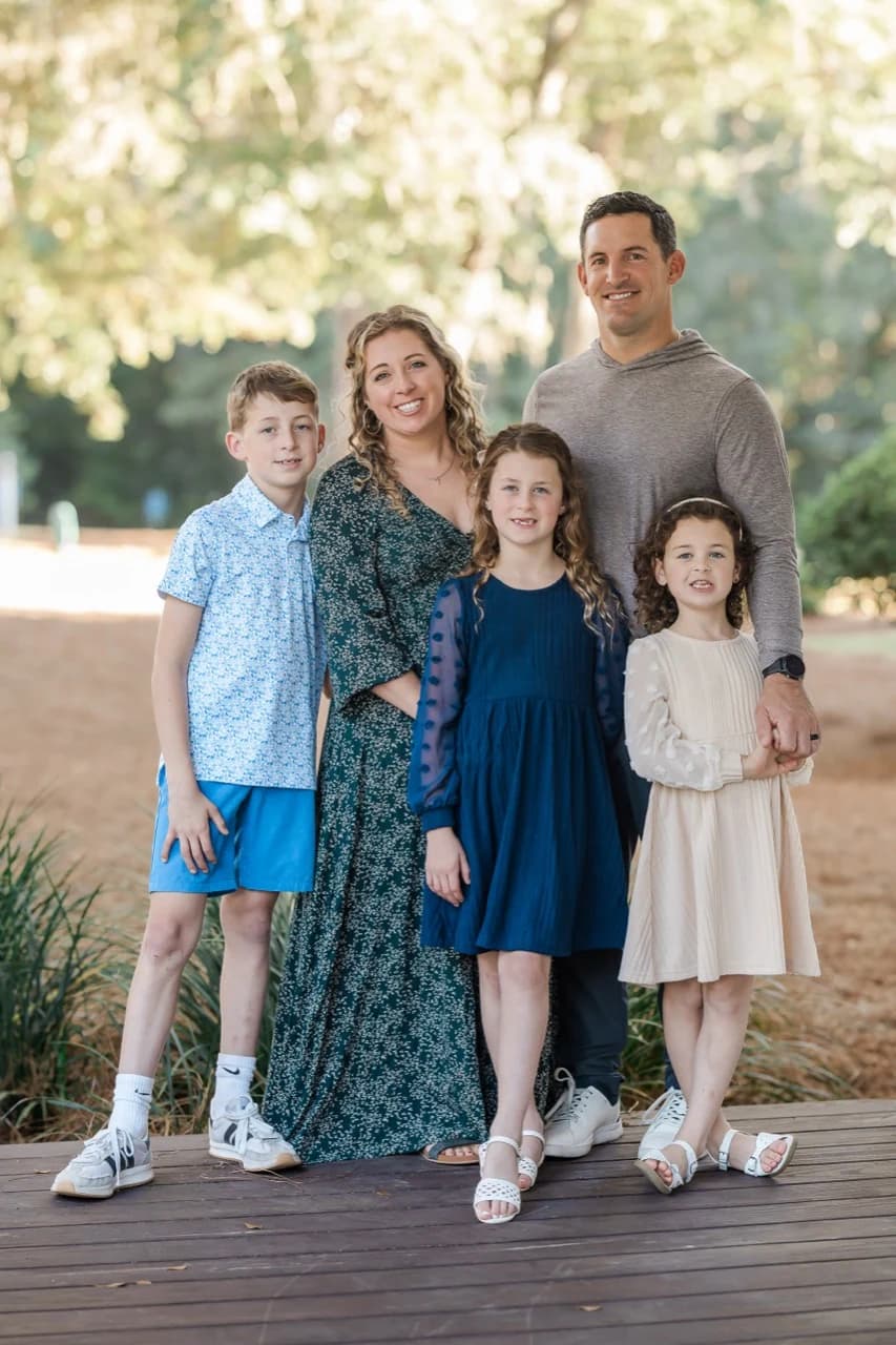 The Stewart family together outdoors